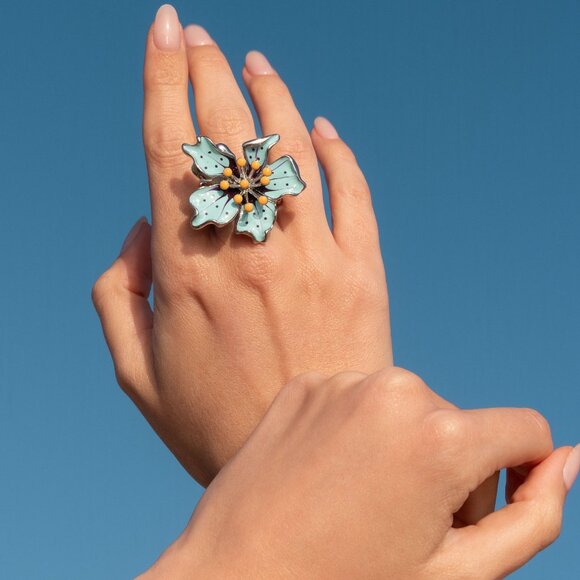 Paparazzi Jewelry Accessories - Fast Florals - Blue Ring - NEW!! - Picture 3 of 6